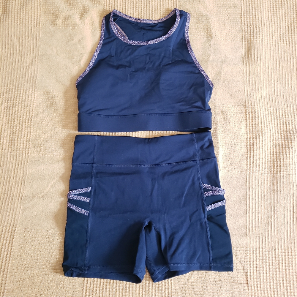 Fabletics Black Sports Bra and Shorts Set